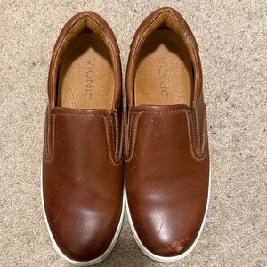 Vionic Men's Brown Leather Slip-Ons